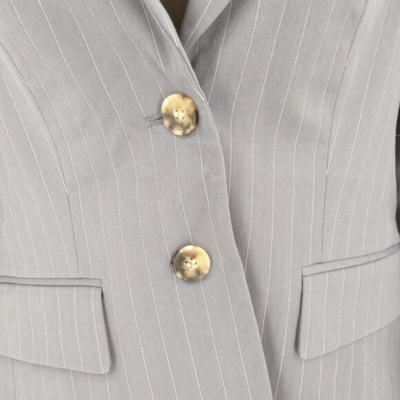 Theory Sz 4 Nettie Pinstripe Single Breasted Blazer Suite Jacket Blue Tortoise - Picture 6 of 15